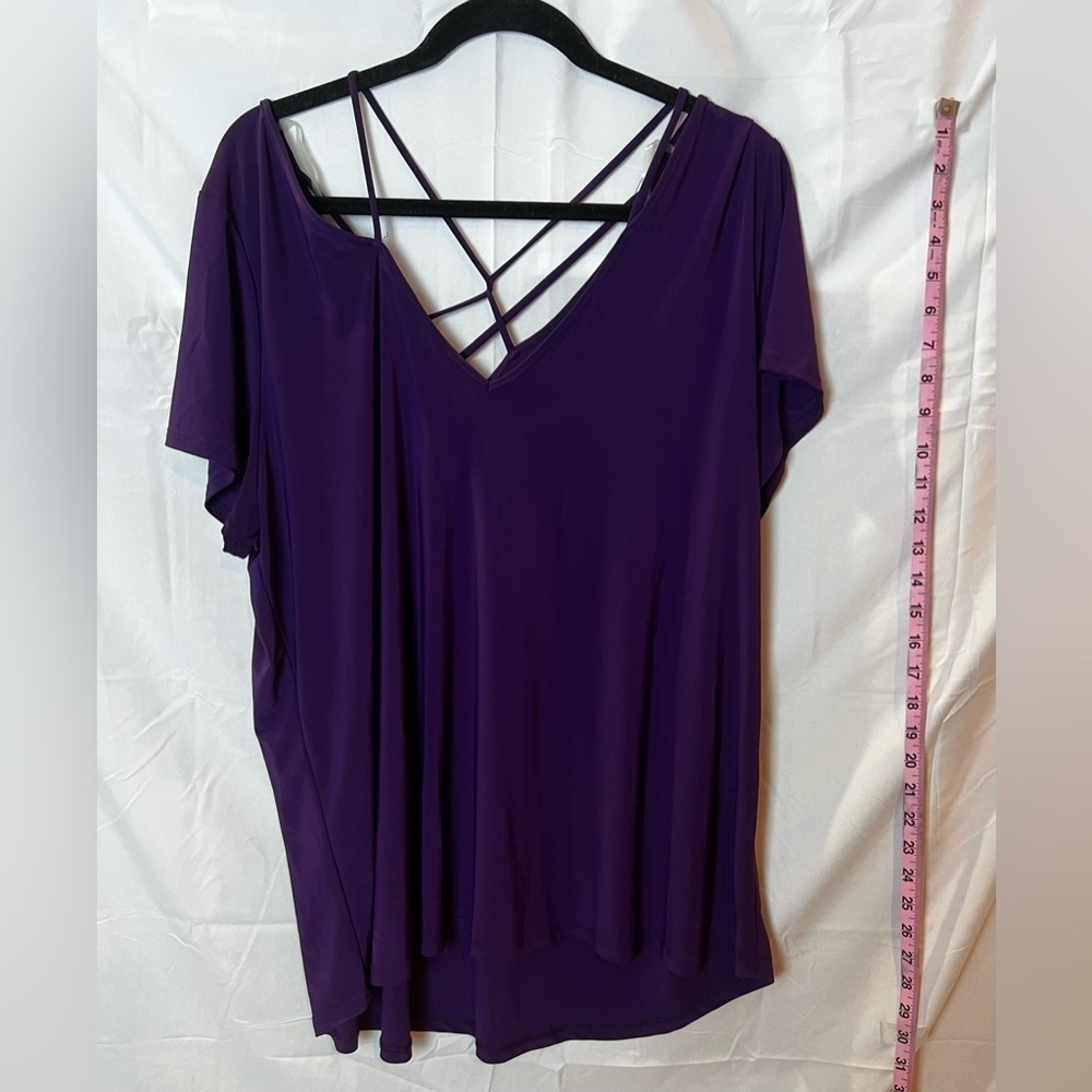 Women’s Eggplant Color Top with Criss-Cross Decal 2X - Picture 3 of 5